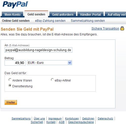 Zahlungsweise Paypal